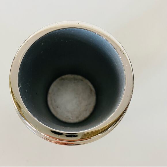 VINTAGE Mirrored Panel Silver Grey Metal Cup Glass Holder Decor Vase Gatsby - Picture 8 of 9